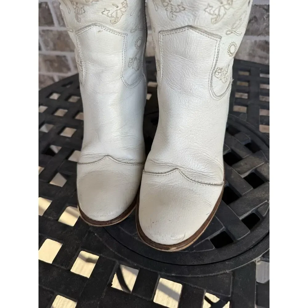 Vintage Ivory Cutout Celestial Cowboy Spanish Western Boots EU 38 / US 7.5
